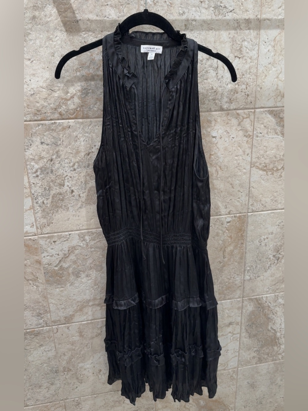 Current Air Black Crinkle Texture Mini Dress